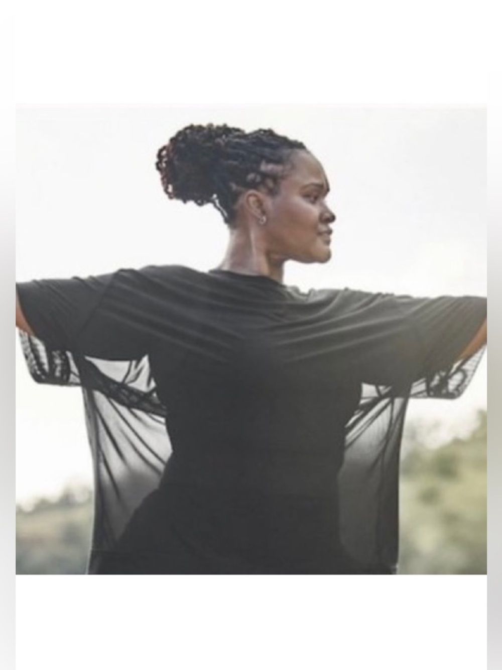 Athleta Oversized Mesh Workout Top | Size Small | Black